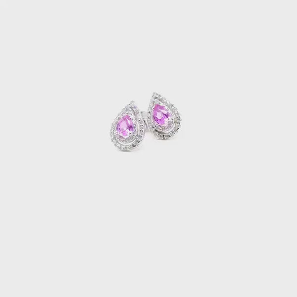 EZYO 0006 ORECCHINI A GOCCIA CON DOPPIO GIRO  DIAMANTI E CORINDONE ROSA