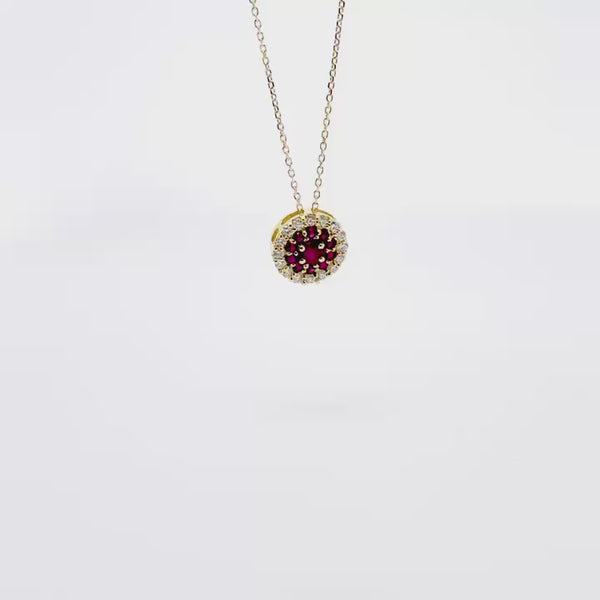 EZYC 0041 CIONDOLO SOLE CON RUBINI E DIAMANTI