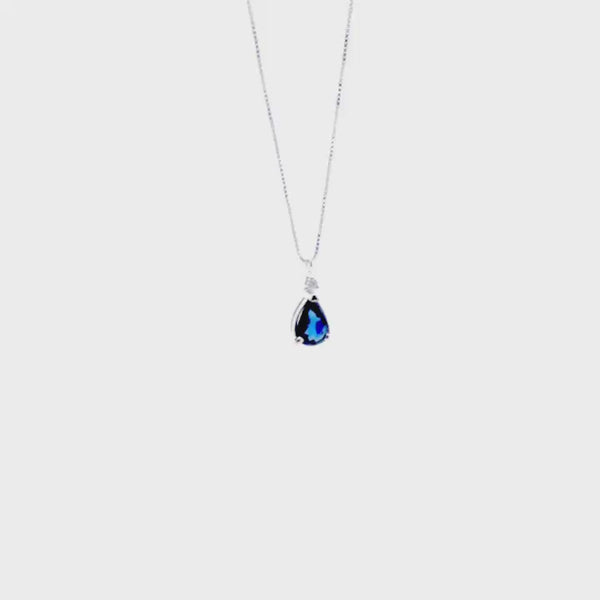 EZYC 0034 CIONDOLO A GOCCIA CON DIAMANTE E ZAFFIRO