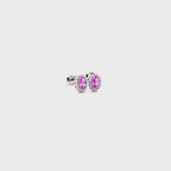 EZYO 0029 ORECCHINI OVALI CON DIAMANTI E CORINDONE ROSA