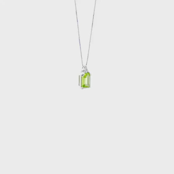 EZYC 0039 CIONDOLO RETTANGOLARE CON DIAMANTI E PERIDOTO VERDE